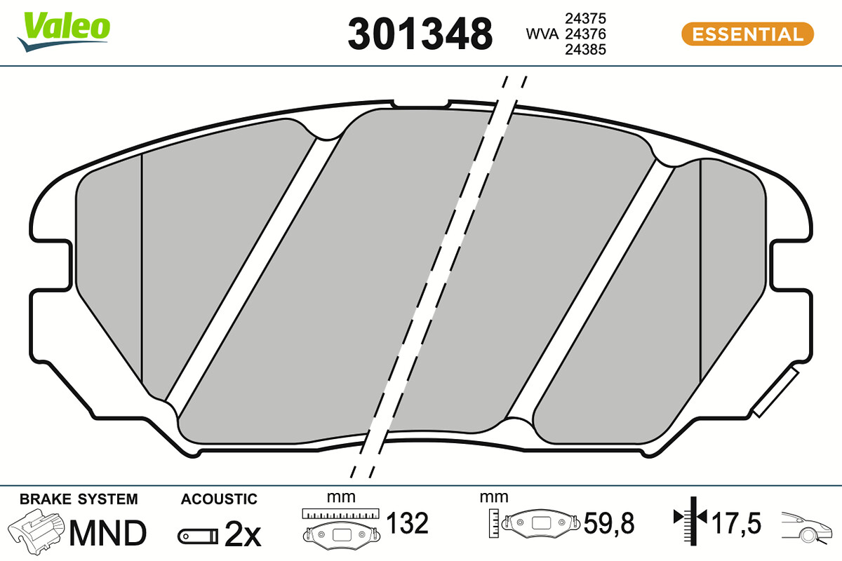 Jeu de 4 plaquettes de frein VALEO ref. 301348